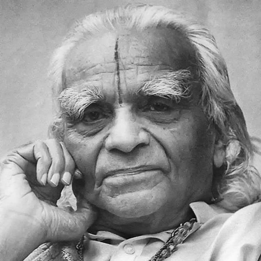 Grayscale photo of B.K.S. Iyengar