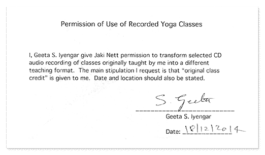 Permission of use of recorded yoga classes